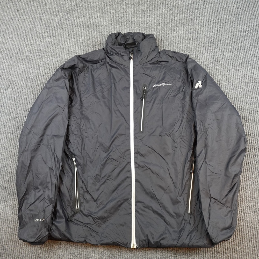 Eddie Bauer First Ascent Thindown Jacket Mens Medium Black Down Puffer Full Zip